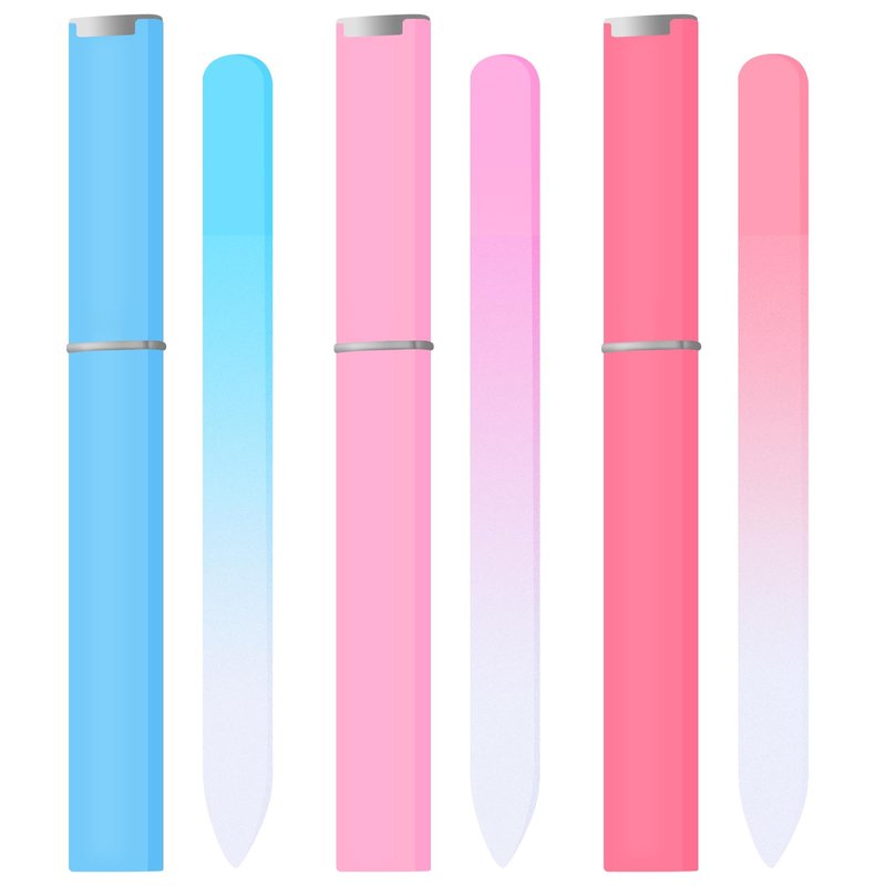 3 Pcs Glass Nail File,Crystal Nail Files with Case,Fingernail Files,Portable Glass Nail File Double Sided for Natural & Acrylic Nail Care,Manicure Tools Gifts for Women Girls