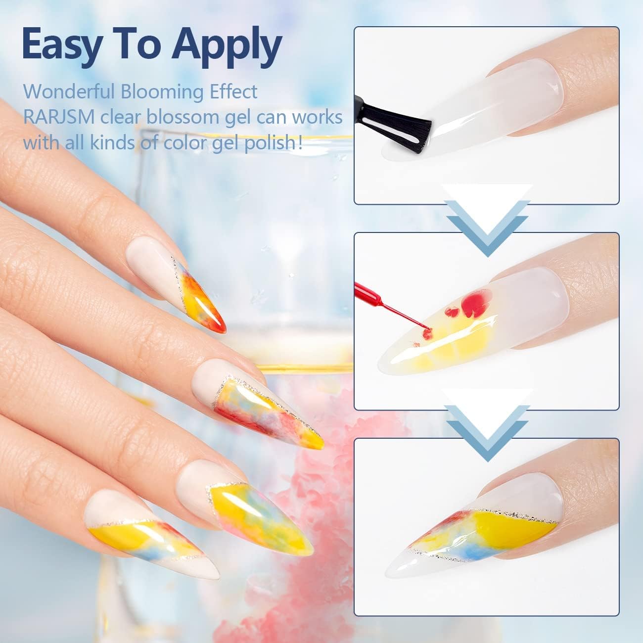 Vishine Blooming Gel 16ml UV LED Soak Off Nail Art Polish for Spreading Effect Marble Nail Polish Gel Paint Nail Designs for DIY Flower Watercolor Magic Manicure Salon Home DIY 0.54 Oz