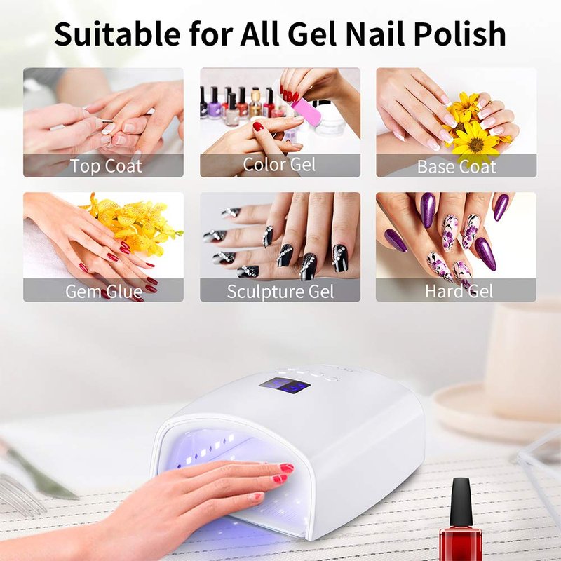Ayshone 48W Rechargeable UV LED Nail Lamp,Cordless Professional Gel Nail Art Lights Manicure Tools for Home and Salon (White)