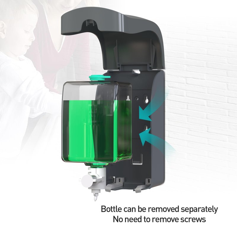Foaming Hand Soap Dispenser, 35oz (1000ml) Manual Refillable Wall Mount Soap Dispenser, Durable ABS Plastic, for Commercial/Home/Bathroom/Kitchen, Semi-Transparent Black, CHUANGDIAN