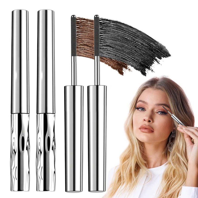 Metal Wand Waterproof Mascara - Tubular Eyelash Primer for Long-Lasting, Smudge-Proof Natural Length | Black & Brown