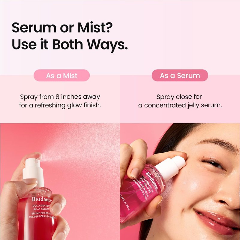 BIODANCE Collagen Peptides Jelly Serum Mist, Hydrating Face Mist, Plumping, Anti-Aging Face Spray, Sprayable Hydrogel, Travel Essentials & Self Care Gifts for Women, Korean Skin Care | 1.69 fl.oz