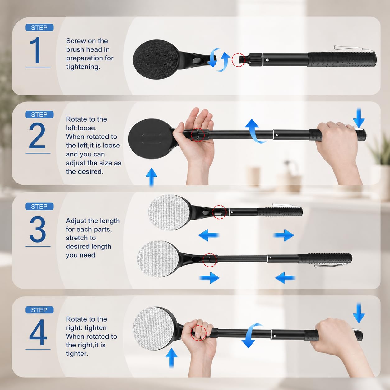 Lotion Applicator for Back, 25.7” Telescopic Back Lotion Applicator, Easy Reach and Washable, Back Self Tanner Applicator