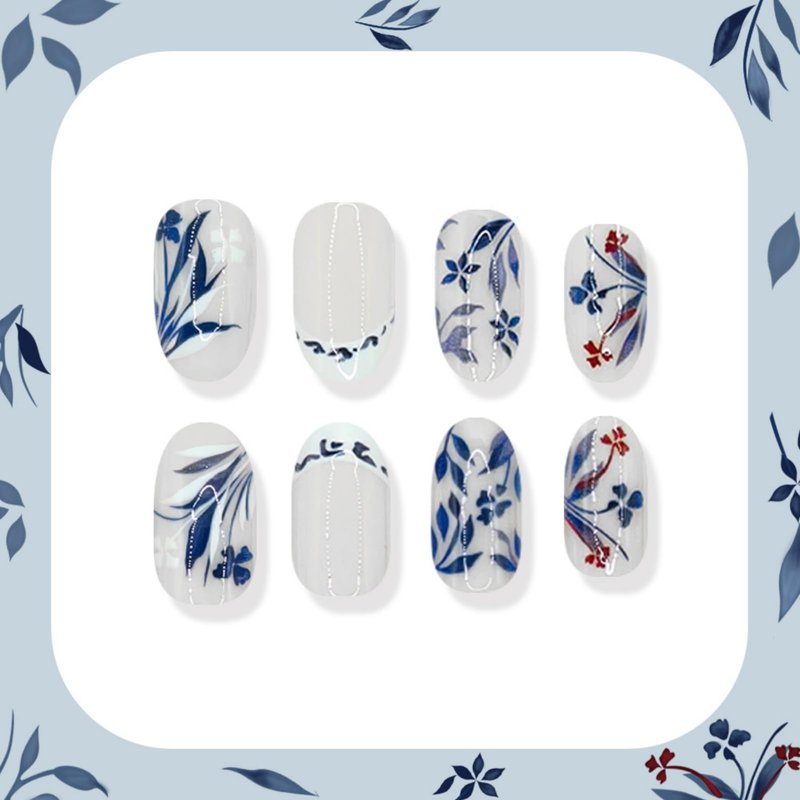Red Press on Nails Flower Fake Nails Medium Almond Nail Press ons Red Ombre French Tip with Design Glossy Full Cover Glue on Nail for Women Manicure