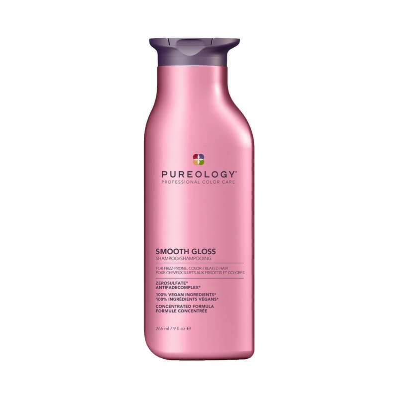 Pureology Smooth Gloss Shampoo - Sulfate-Free Shampoo For Frizz Control & Humidity Protection, Adds Hair Shine, For Frizz-Prone, Color-Treated Hair, Vegan, 9 Fl Oz