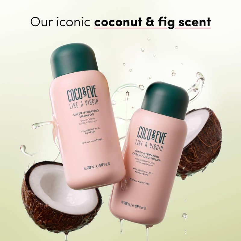 Coco & Eve Like a Virgin Shampoo & Conditioner Bundle Set - Natural, Sulfate free Hair Care with Argan Oil, Coconut and Avocado Oil | For Dry Damaged, Color Treated Hair | Anti Frizz (8.4 fl oz each)