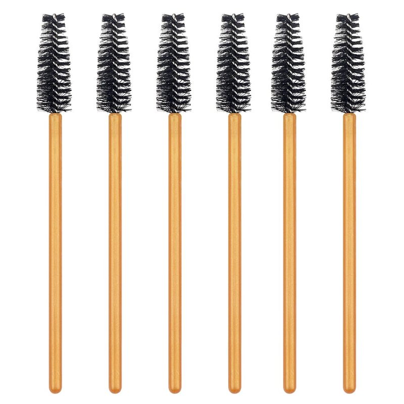 300 Pack Mascara Wands Disposable Eye Lash Brushes Eyebrow Brush Applicator for Eyelash Extensions Makeup Brush Applicator Tools, Gold/Black