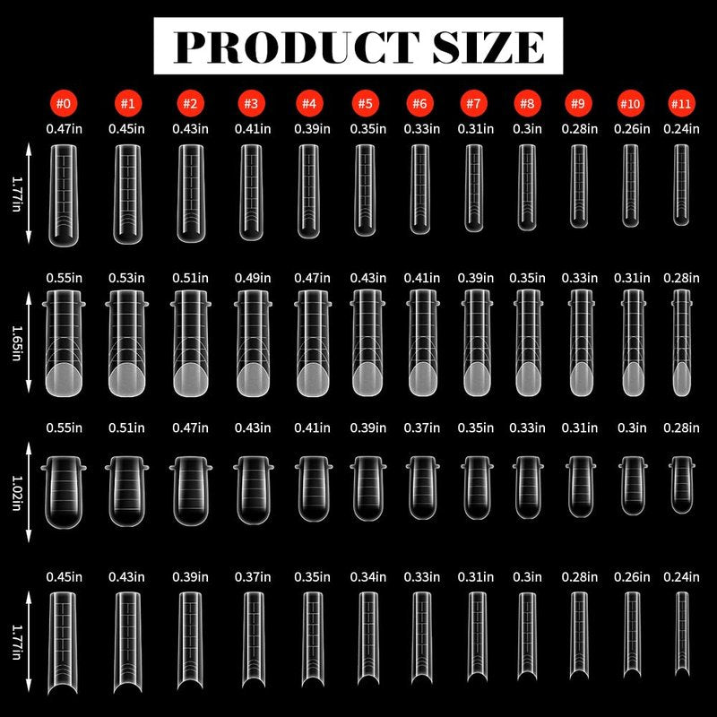 Nail Dual Forms for Poly Gel, 288PCS French Nail Forms, 8 Shapes, 12 Sizes Clear Poly Gel Nail Molds for DIY Nails Extension Kit for Salon-Quality Manicures at Home