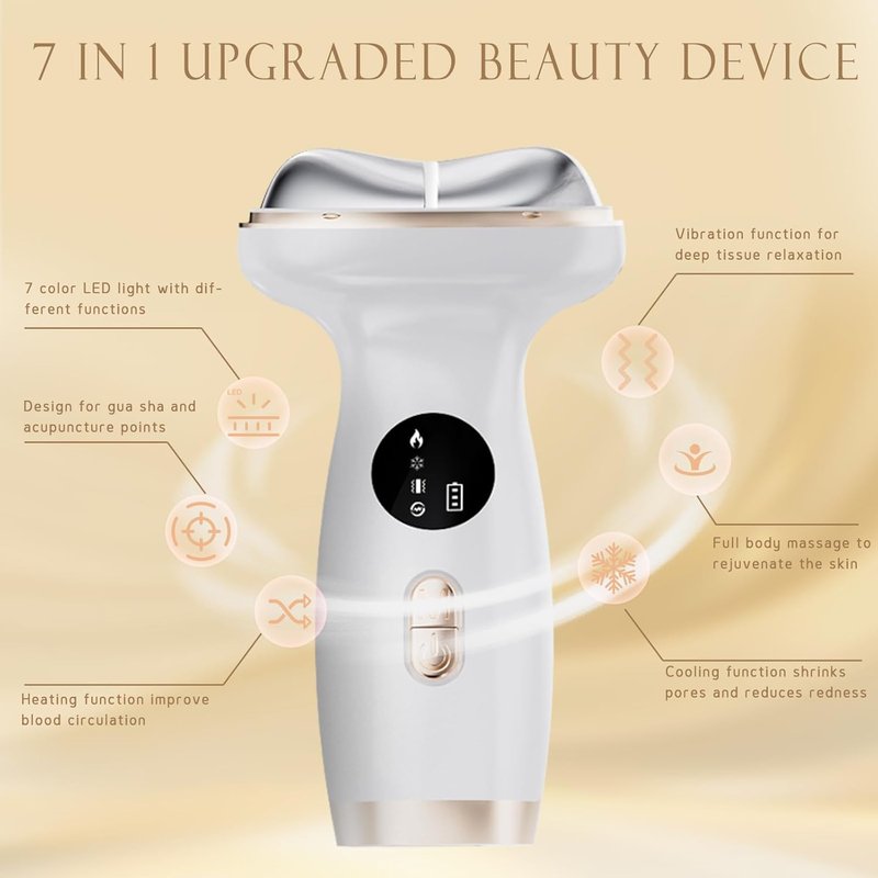 Skiennix Electric Gua Sha Facial Tool - 7-in-1 Hot & Cold LED Massager for Anti-Aging & Skin Care