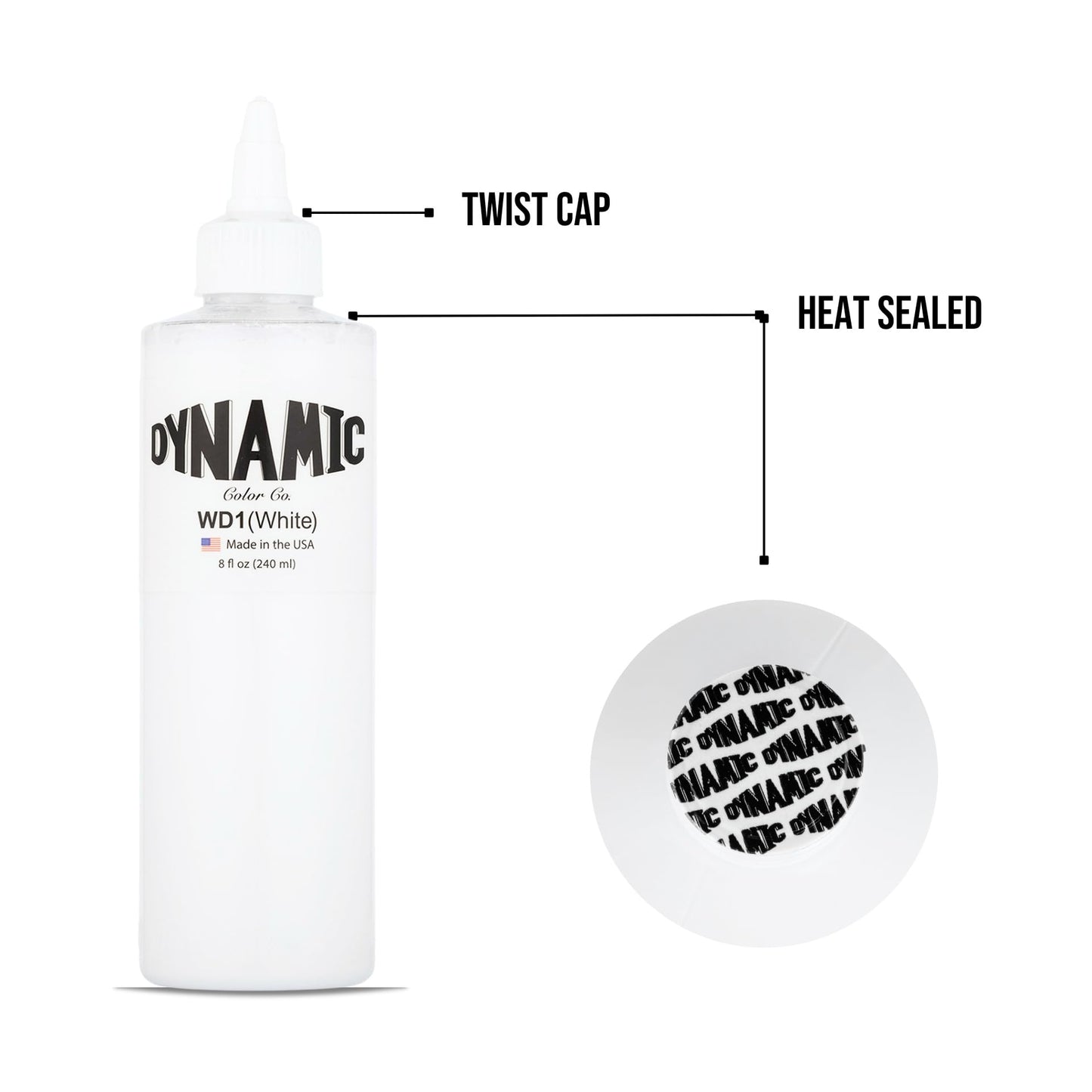 Dynamic Color White Tattoo Ink, Made in USA Since 1990, 8 oz