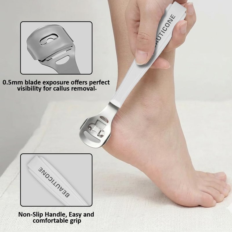 BEAUTICONE Professional Callus Shaver for Feet – Foot Scraper Pedicure Razor with Replaceable Blades – Hard Skin Remover for Cracked Heels & Dead Skin – Pedicure Foot Care Tool for Home & Salon Use