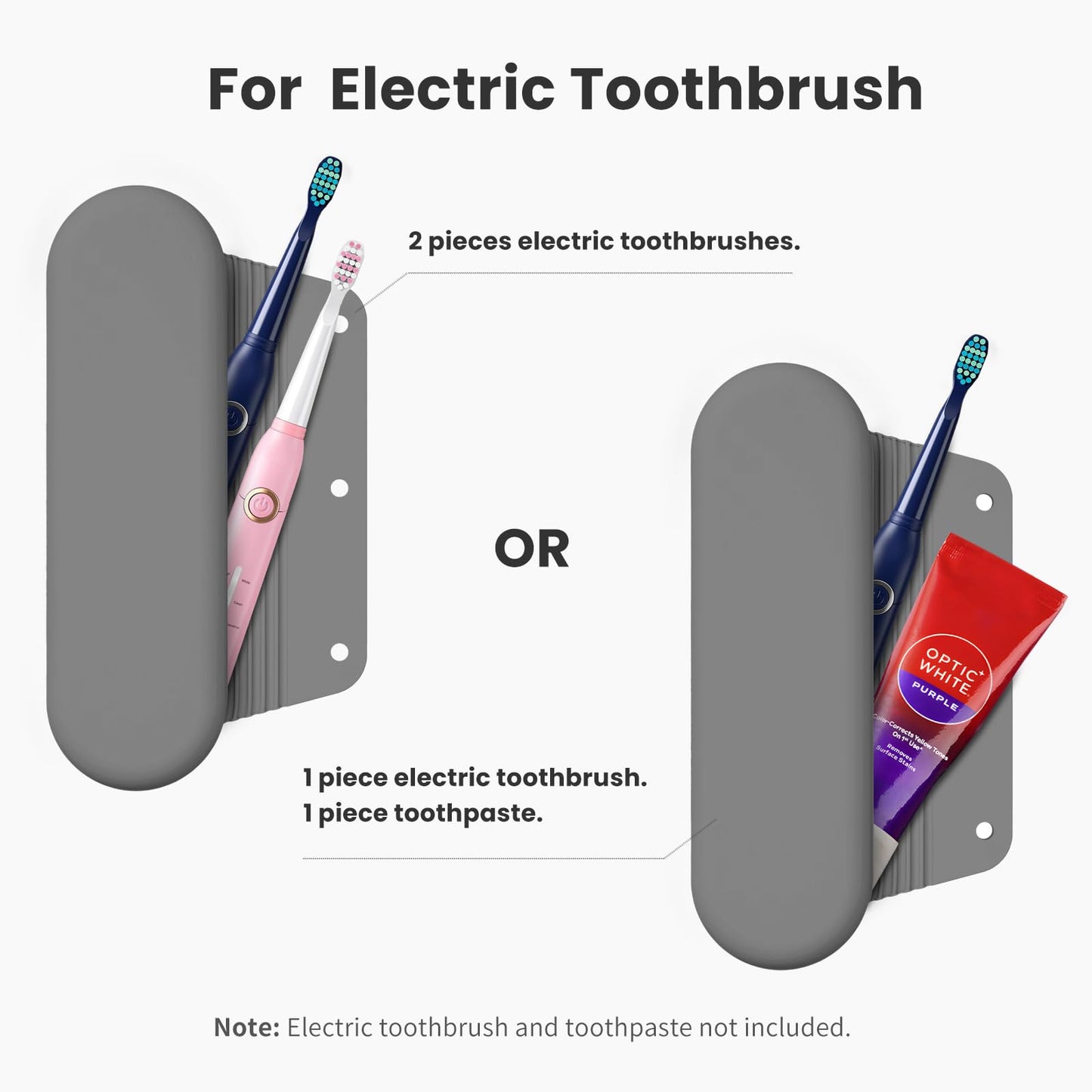 iTokGok Silicone Electric Toothbrush Travel Case, Manual Toothbrush Travel Cover for Men and Women,Toothbrush Holder for Travel,Gym and More, Fits Most Manual and Electric Toothbrushes - Gray
