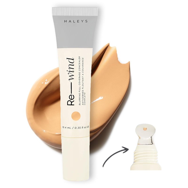 HALEYS Re-wind Blurring Full Coverage Concealer, Medium Tan - Warm, Cream, 1 oz