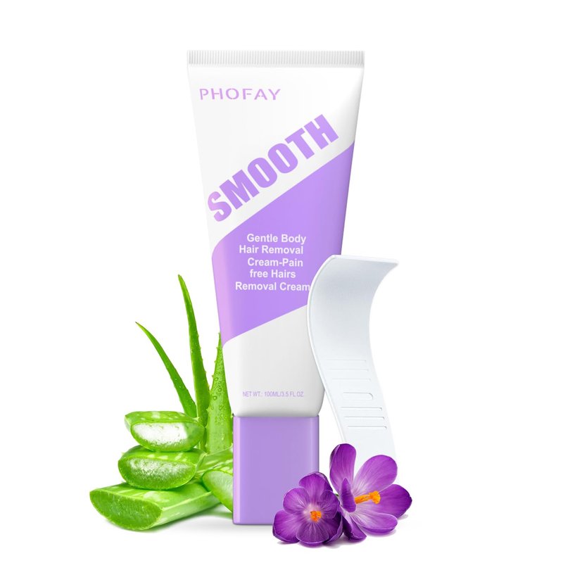 PHOFAY Hair Removal Cream - Fast-Acting Gentle Depilatory for Sensitive Skin | Travel Size 3.5 oz with Aloe & Hyaluronic Acid