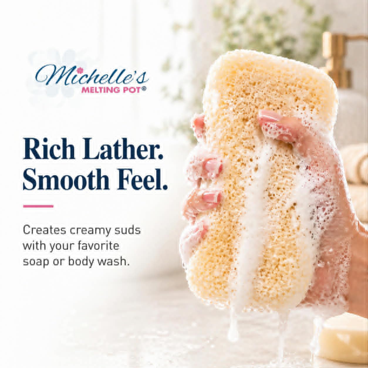 Michelle's Melting Pot Foam Bath Sponge Shower Sponge 3 Count (Smooth Yellow)