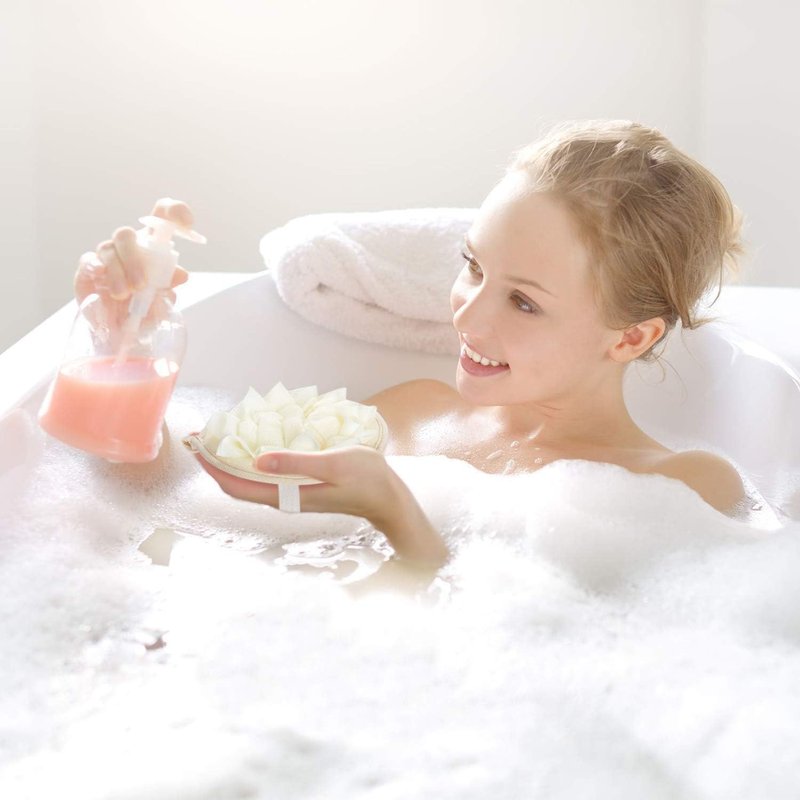 Loofah Sponge Exfoliating Body Scrubber, Double-Sided Natural Loofah Pads & Bath Shower Sponge Mesh Pouf Ball for Women and Men, Travel-Friendly Body scrubbers, Deep Clean & Exfoliation