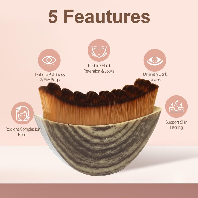 3pc Lymphatic Contour Face Brush - Facial Sculpting & Anti-Puffiness Tool | Ultra Soft Dry Brush for Jawline Massage & Lymphatic Drainage | Ergonomic Design
