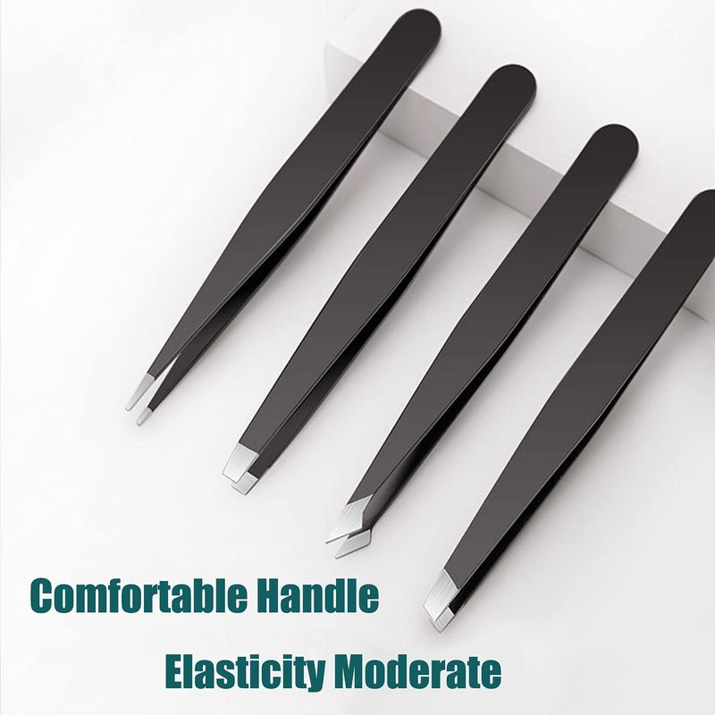 LUDOUPIER Precision Tweezers Set - 4+1 Pieces with Travel Case | Anti-Rust Alloy for Eyebrow & Ingrown Hair Removal