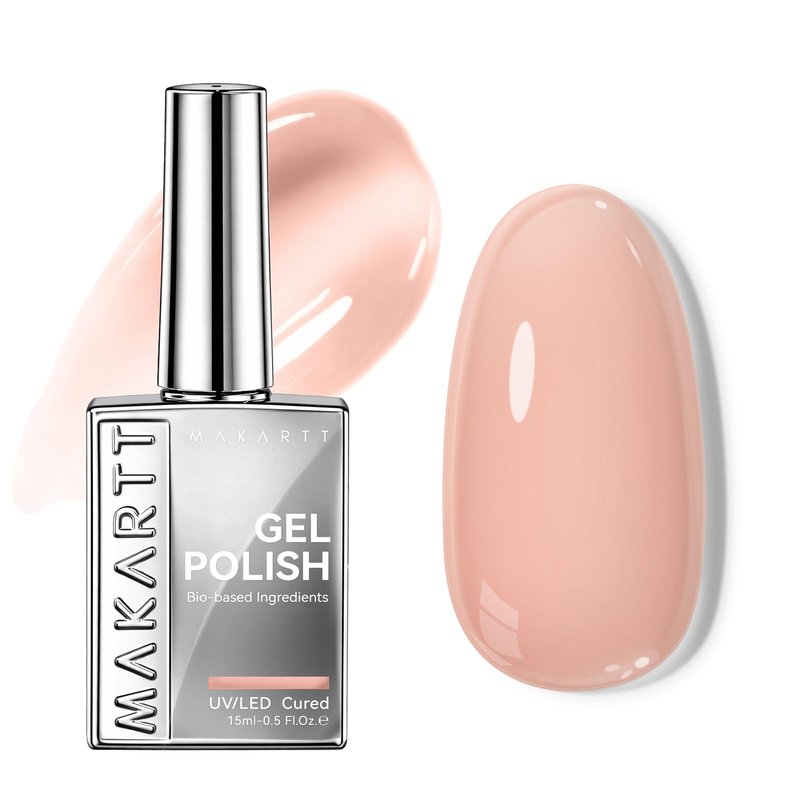 Makartt Jelly Bright Nude Gel Nail Polish: 15ML Hema-Free Neutral Nude Nail Polish Sheer Translucent Effect Soak Off UV LED Nail Art Manicure DIY Home Salon Gift for Women