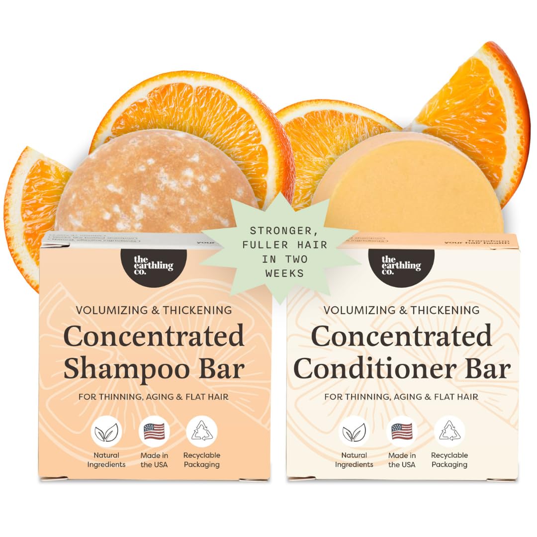The Earthling Co. Shampoo & Conditioner Bar Set - Promote Hair Growth & Volume - Paraben & Sulfate Free, Citrus Sun