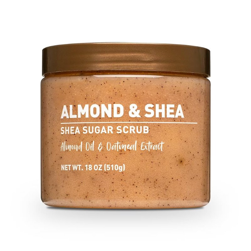Veloura Shea Sugar Body Scrub with Almond & Shea Butter – Exfoliating Sugar Scrub for Body, Moisturizing Body Exfoliator for Dry & Dull Skin, Smooth Radiant Glow – 18 oz