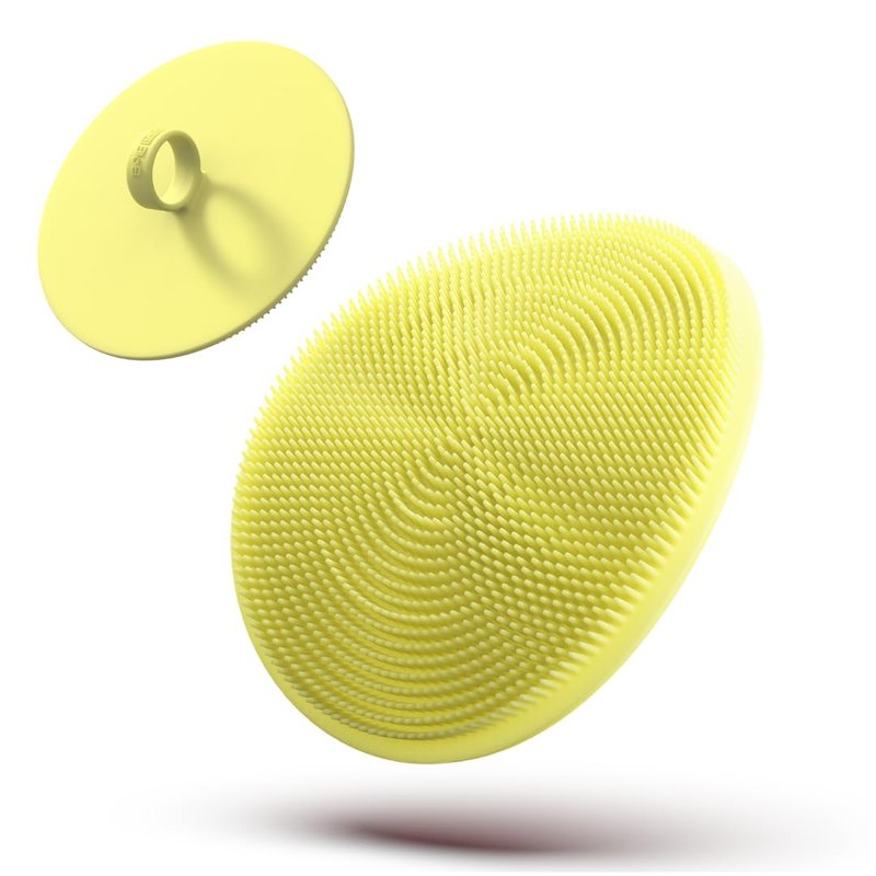 Boie USA Loop Body Scrubber - Soft Silicone-Like Exfoliating Shower Scrubber, Body Cleansing Brush - Hang-to-Wall Loofah Replacement - Antimicrobial Body Exfoliator for All Skin Types (Yellow)
