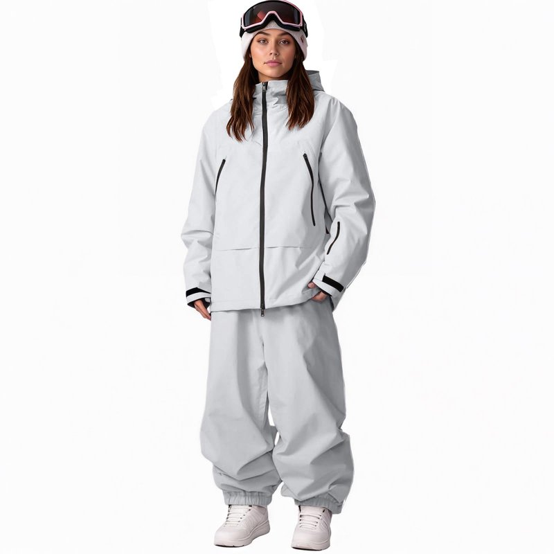Oymyakon Womens Ski Suit Waterproof Snow Suits Snowboard Jacket and Pants Set Baggy Winter Insulated Snowsuit Coats Lightgrey S