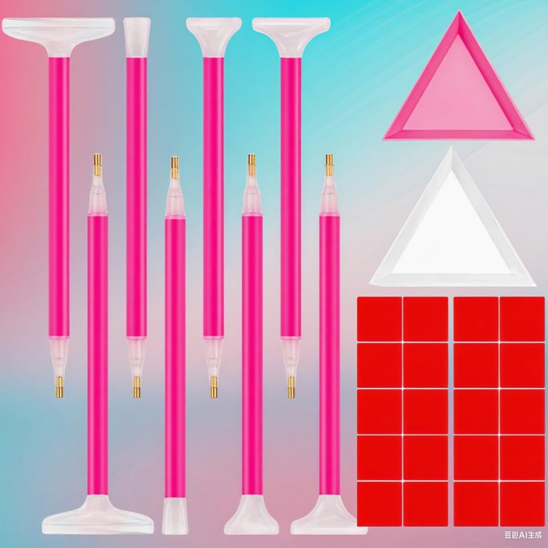 30-Pack Rhinestone Picker Tool Kit - 8Pcs Rhinestone Dotting Pens with Dual-Ended Tips(4 Sizes) +2 Storage Trays & 20 Clay - Rhinestone Picker Dotting for DIY Nail Art Craft Crystals Charms (Pink)