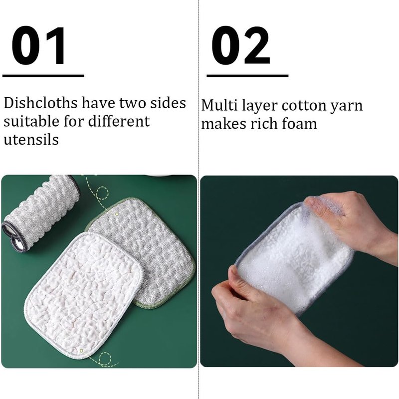 Multipurpose Wire Dishwashing Rags, 2026 Upgraded Double-Sided Metal and Cotton Dish Cloth for Wet and Dry, No Scratches Kitchen Cleaning Dish Rags for Sinks, Pots, Pans (5)