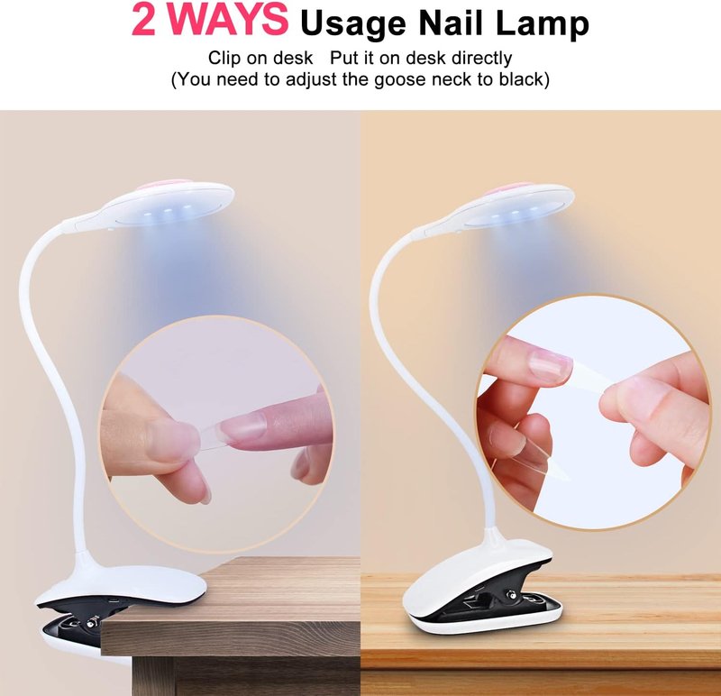 Skiennix Flexible UV LED Nail Lamp - 18W Gooseneck & Clamp Nail Dryer for Acrylic Gel Curing | USB Powered