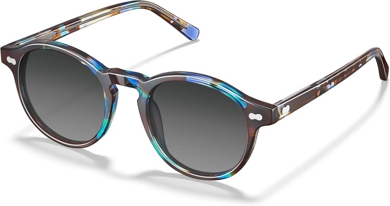 CARFIA Polarized Round Acetate Sunglasses for Women - Retro Fashion Style CA5266