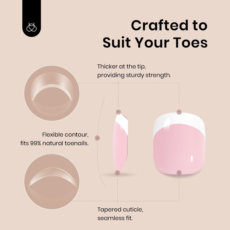Beetles Toe Nail Press Ons Short - White French Tips Press On Toe Nails Square for Women - Perfect fit for feet with Jelly Glue Fast Dry Glue Fake Toenails in 18 Sizes- 72 Toenails Kit