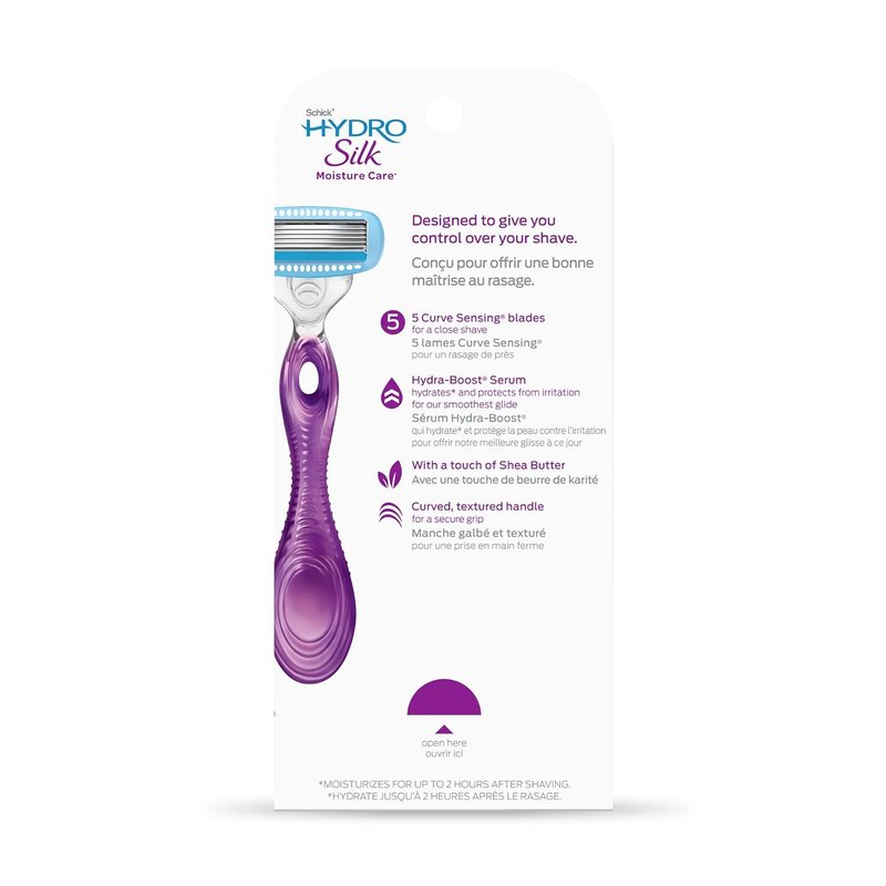 Schick Hydro Silk Women's Razor - 5-Blade Moisture Razor with 1 Handle & 2 Refills