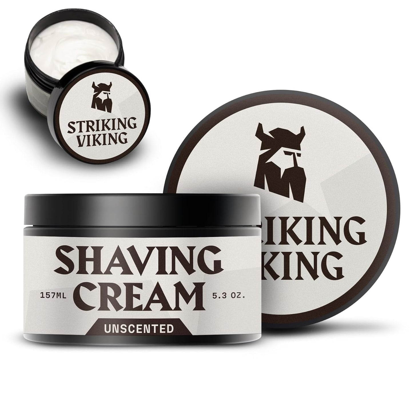 Striking Viking Men's Shaving Cream - 5.3 Oz, Pack of 1, Unscented - Irritation-Free Sensitive Skin - Compact Travel Shave Cream - Smooth Lather