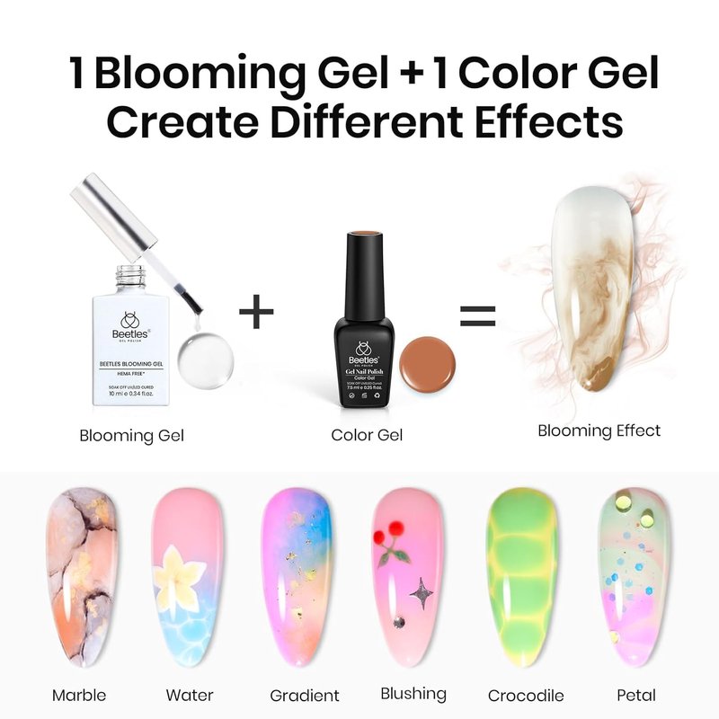 Beetles Blooming Gel - Hema-Free Clear Nail Polish for Stunning Watercolor Floral Designs | DIY Manicure Art