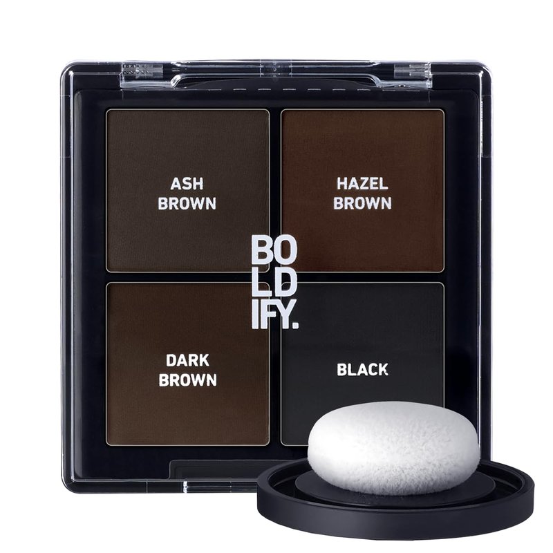 BOLDIFY Hairline Powder Color Sample Kit - Water-Resistant Root Touch Up Hair Color for Gray Coverage - 24-Hour Stain-Proof, Mess-Free Hair Powder for Thinning Hair - Dark Browns + Black