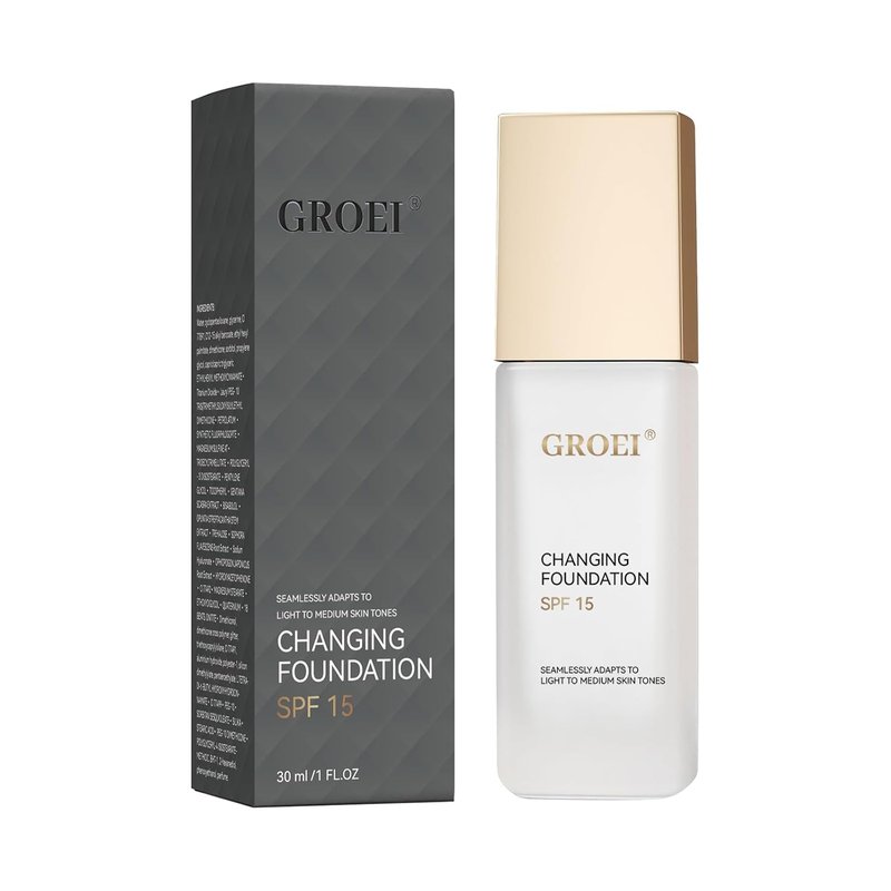 Skiennix Color Changing Foundation Makeup SPF 15 - Self-Adjusting Formula for Lightweight, Buildable Coverage (30ml)