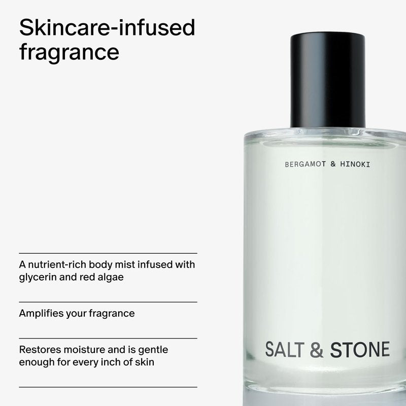 Salt & Stone Body Mist - Bergamot & Hinoki | Hydrating Hair & Body Spray for All | Vegan & Cruelty-Free, 3.4 fl oz