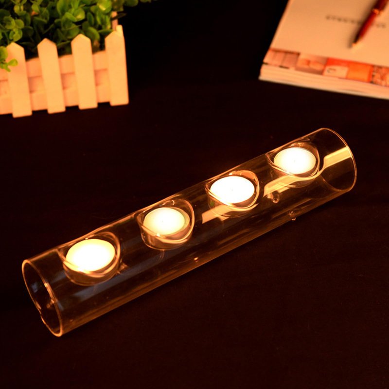 GIYDNEI 1-5 Holes Clear Candle Holders, Crystal Glass Tealight Candlestick Holders for Aromatherapy Wedding Party Home Decor Table Centerpieces,Clear,4 Holes