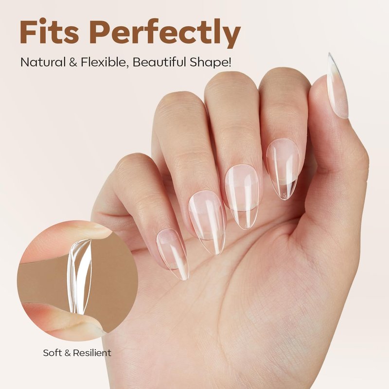 Short Almond Nail Tips - Gel Nail Kit for Perfect Manicure | Easy Application