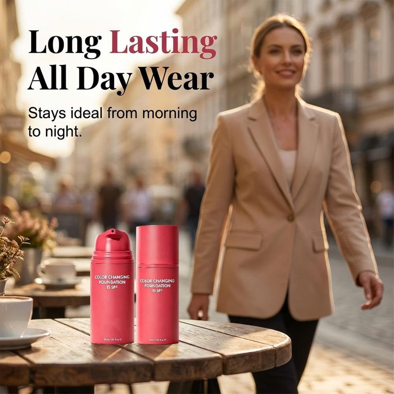Color-Changing Foundation, 2026 New Skin Tone Adapting Liquid Foundation for Women, Automatically Adjusts Makeup Application, Concealing Fine Lines And Wrinkles, Moisturizing And Hydrating (2pcs)