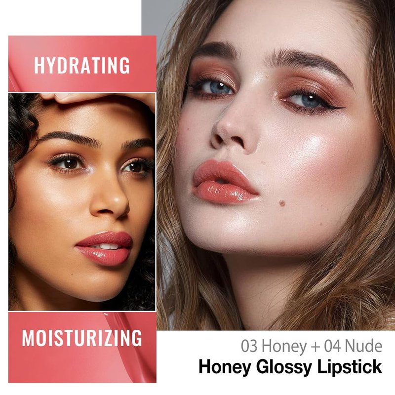 Nude Honey Lipstick - 2 Pcs Moisturizing Tinted Lip Balm for Older Women | Hydrating Shine & Sheer Color