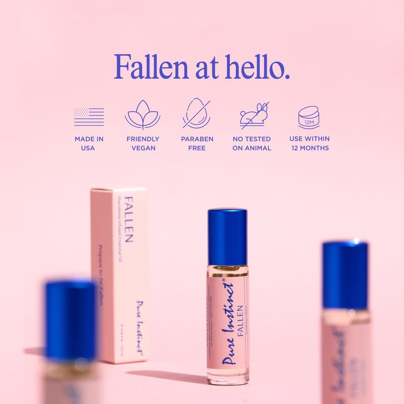 Pure Instinct FALLEN Roll-On The Original Pheromone Infused Body Oil Perfume Fragrance EDP Parfum - For Her Women - TSA Ready 0.34 fl oz