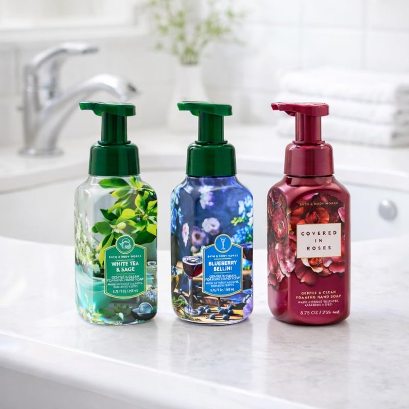 Gentle & Clean Foaming Hand Soap Set - White Tea & Sage, Blueberry Bellini, Covered in Roses | 3-Pack, 8.75 fl oz Each
