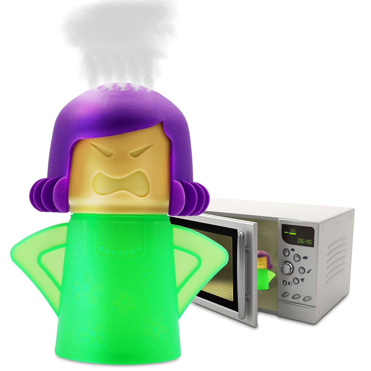 Abnaok Microwave Cleaner, Angry Mama Microwave Cleaner Microwave Oven Steam Cleaner Easily Clean in Minutes Cleans Add Vinegar and Water for Home or Office with English Manual (Green)