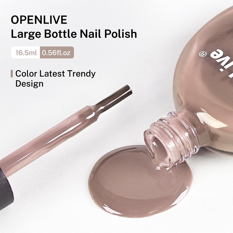 OpenLive 16.5ml Light Brown Nail Polish Large Volume Quick Dry Nail Polish, Long Lasting Shine, Fingernail Toenail Nail Art DIY Home Travel Nail Art Gift
