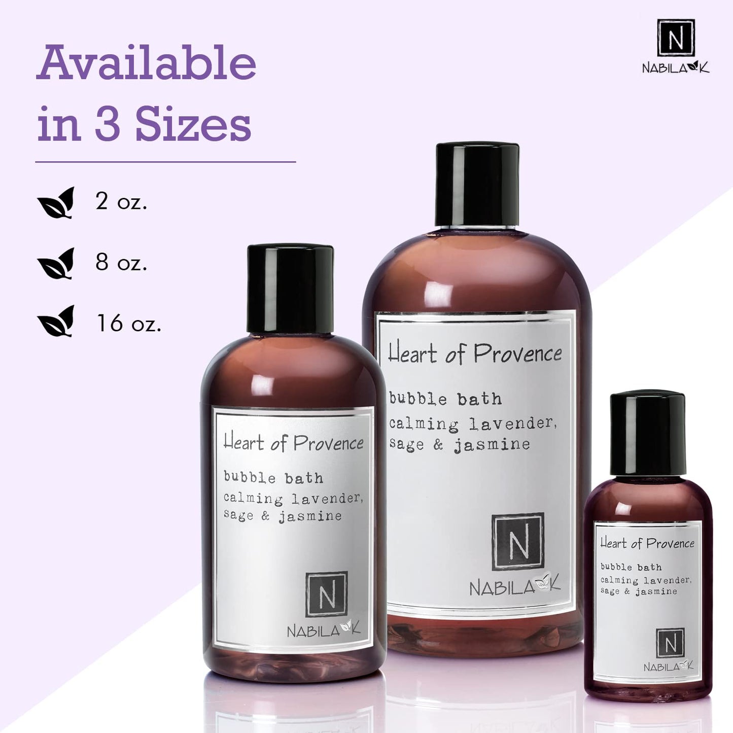 Nabila K Heart of Provence Bubble Bath with Lavender, Sage & Jasmine | Natural & Organic, Sulfate-Free, Tear-Free | Luxury Aromatherapy Bath Soak for Sensitive Skin | for Women & Men, 16 oz