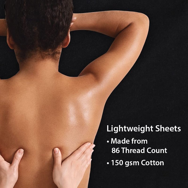 ForPro Professional Collection Premium Flannel 3-Piece Massage Sheet Set for Massage Tables, Includes Flat Sheet, Fitted Sheet and Fitted Face Rest Cover, Black