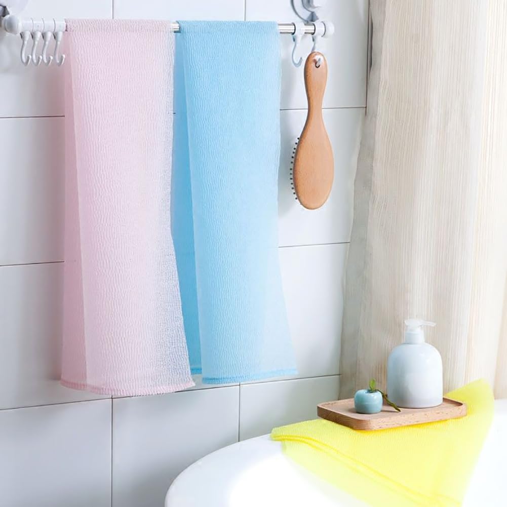 UUYYEO 6 Pcs 30 x 90cm Net Exfoliating Body Scrubber Exfoliator Rag Loofah Sponge Wash Cloth Back Washer Towel Long Exfoliating Washcloth Towels Body Scrubbing Scrub Loofah for Skin Care
