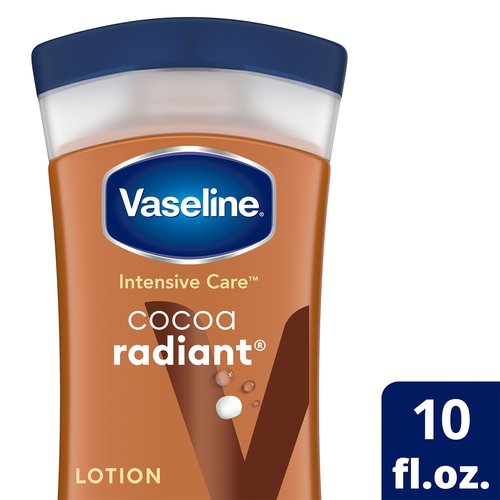 Vaseline Intensive Care Cocoa Radiant – Hand & Body Moisturizer with Cocoa Butter, Shea & Petroleum Jelly, Healing Lotion for Extremely Dry Skin, 10 Oz
